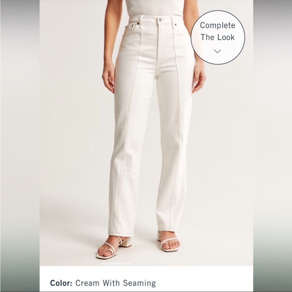 NWT Abercrombie 90’s Straight White Seam Jean